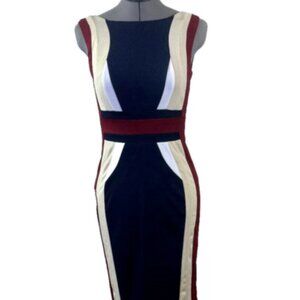 A'Gaci form-fitting stretch colorblock sheath dress, XXS/00